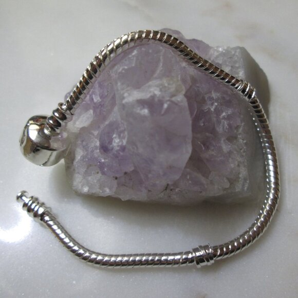 Sterling Silver Barrel Clasp Bracelet Snake Chain for European Charms, 16cm NWOT - Picture 2 of 5